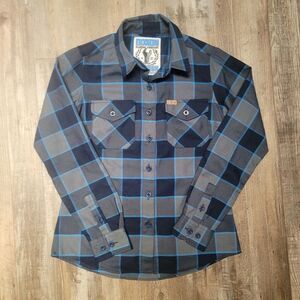 Dixxon Flannel Company Snap On Tools Wrench Flannel Womens Small Blue Plaid